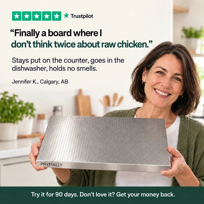 Customer holding the Prymally cutting board